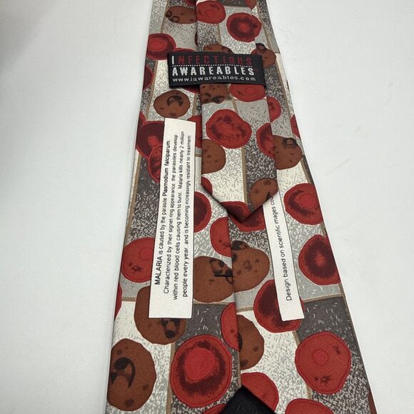 Vintage Men's Infectious Awareables Malaria 100% Silk Tie Doctor Disease - Picture 3 of 5